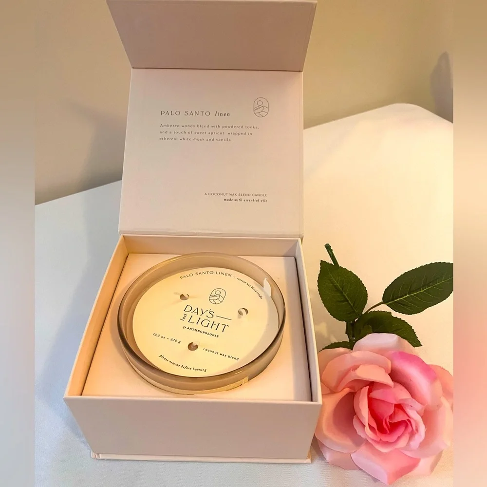 Anthropologie Day's Last Light Glass Boxed Candle